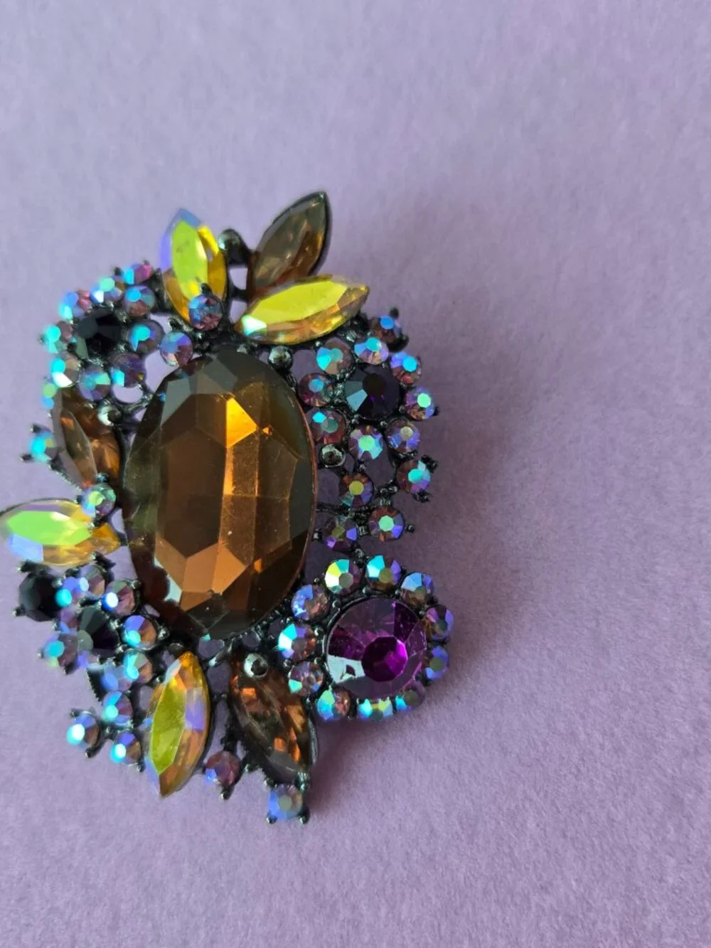 Purple Crystal Brooch Sparkly Fairycore Evening Wedding Guest Victorian-Style